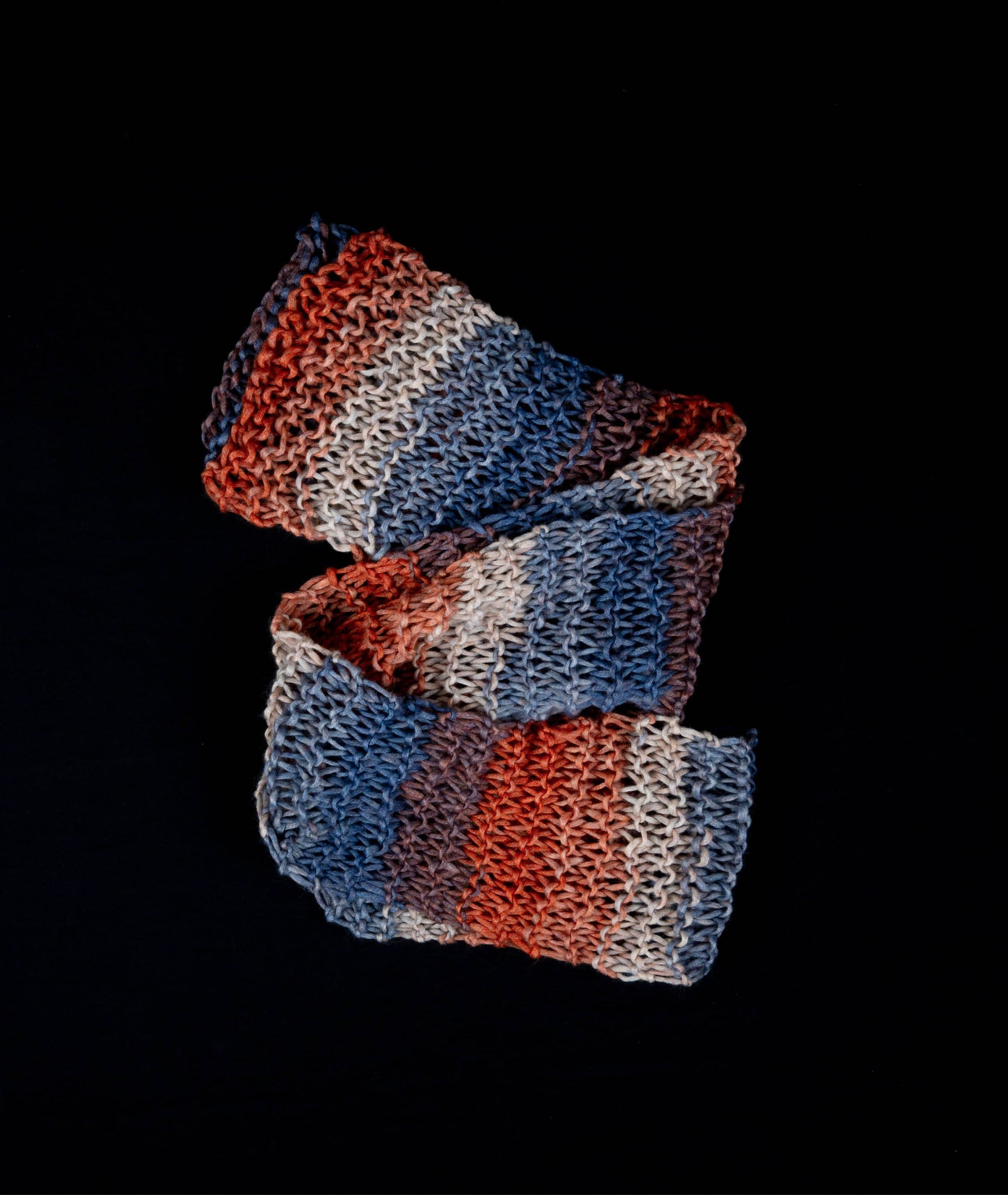 Orange inkjet hand knitted scarf