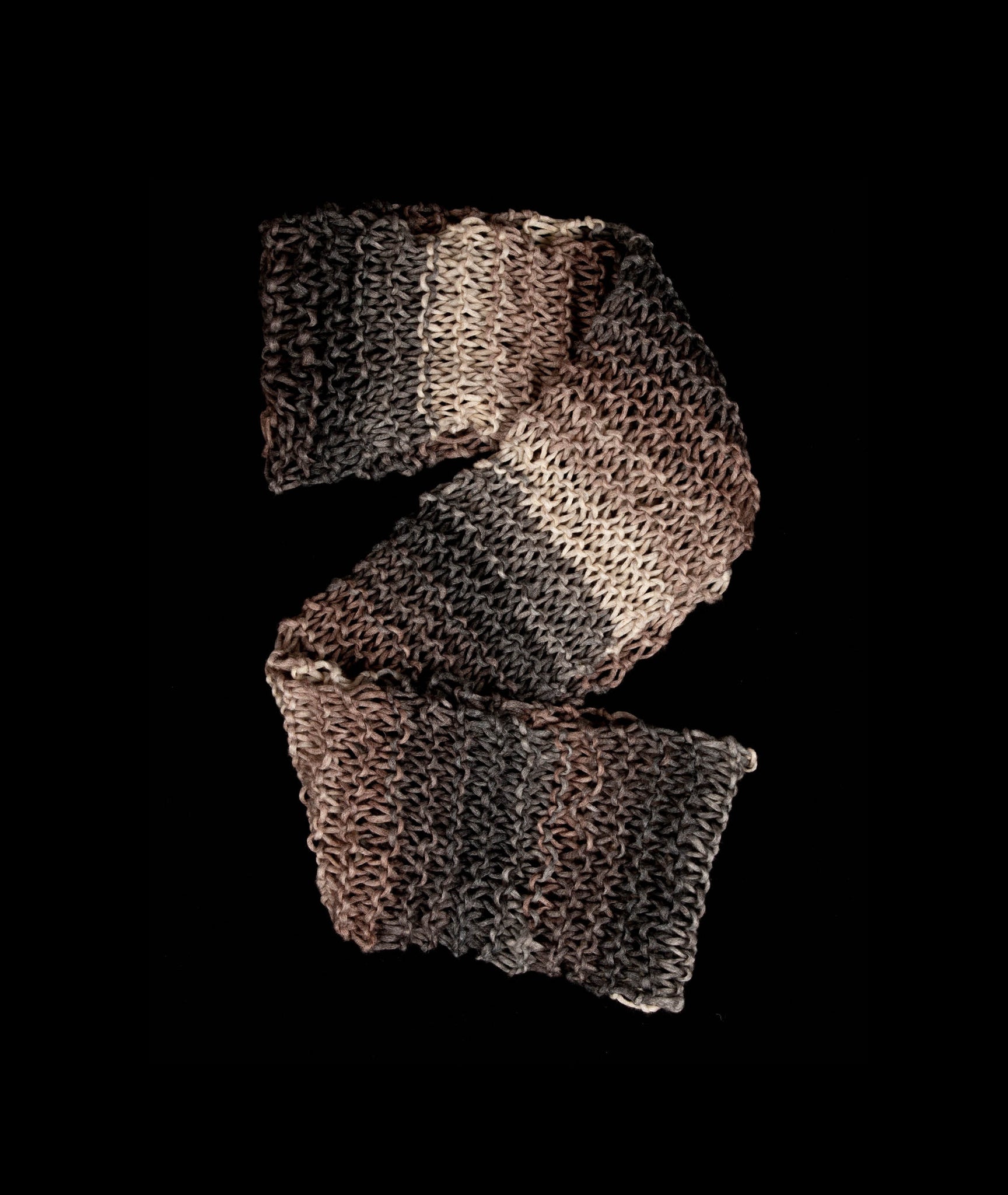 Brown inkjet hand knitted scarf